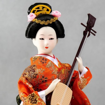 Collectible doll "Geisha with a musical instrument" 32x12.5x12.5 cm-4