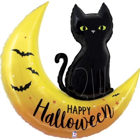 Foil ball 41 "" Black cat on Halloween ", figure, 1 pc.