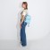 Women's backpack of artificial leather with lightning, 1 pocket, blue color