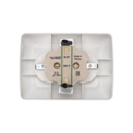 Double socket Kranz ceramics, with grounding, hidden installation, 16a, white KR-78-0220-3
