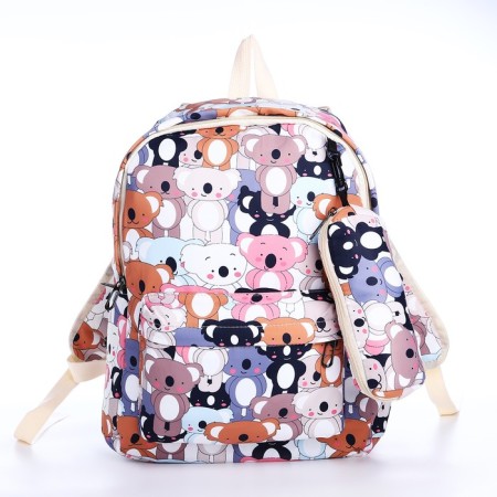 School backpack from textiles on a zipper, 3 pockets, pencil case, color colorful color-3