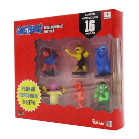 Набор фигурок Gang Beasts Deluxe, с жёлтым героем с усами, 8 шт-1