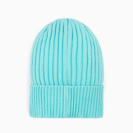 Knitted hat for girls, mint color/heart, size 52-56-3