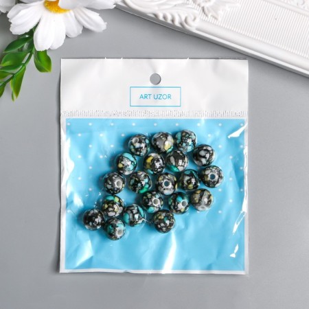 Beads for creativity plastic "Marble. Black" d = 1.2 cm set 20 grams-2