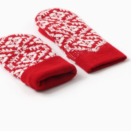 Double female mittens, red color, river 18-2