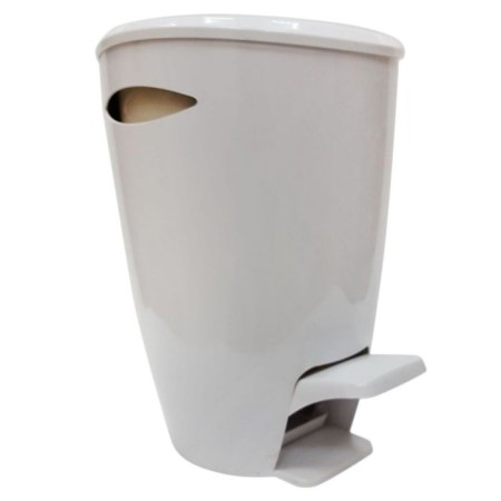 Garbage bucket with a lid and pedal, 5 l, white-beige color