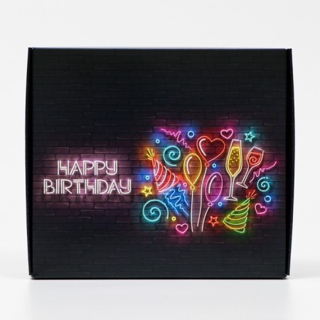 Self -assembly box "Happy Birthday", Neon, 20 x 18 x 5 cm-1
