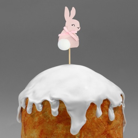 Topper wooden to decorate the kulich "Rabbit", 11 x 16.5 cm.