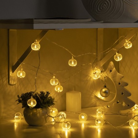 Garland “thread” 4 m with nozzles “ball mesh”, ip20, transparent thread, 20 LED, glow warm white, 8 modes, 220 V