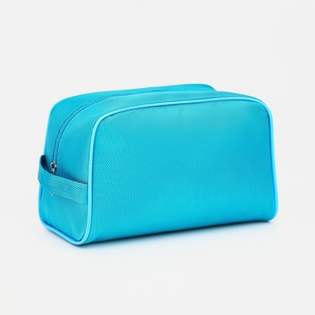 Cosmetic bag with zipper, turquoise color
