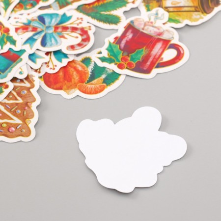Stickers for creativity "New Year. Watercolor" embossing gold set 48 pcs 9x7x0.8 cm-4
