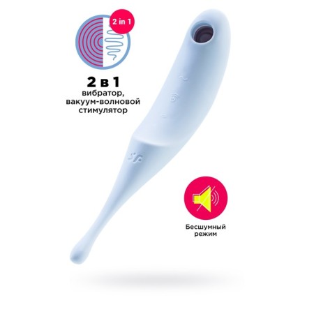 Vacuum-wave contactless stimulator of the Satiffyer Twirling Pro clitoris, silicone, blue color