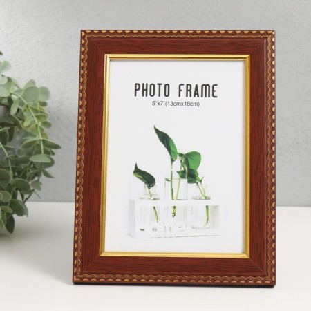 Photo frame plastic 13x18 cm "Golden waves and points" Dark tree 16.6x21.6 cm