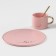 Coffee steam ceramic “love”, 3 objects: mug 200 ml, saucer d = 20 cm, spoon h = 14 cm, pink color