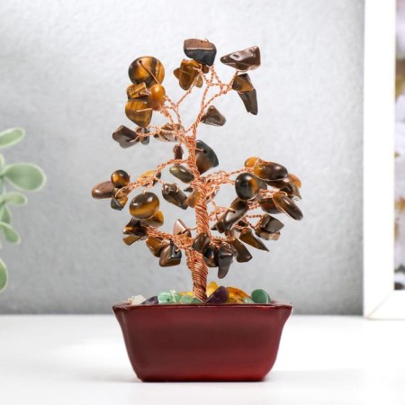 Bonsai souvenir 60 stones "Cash tree with tiger crystals" 13x7x5 cm-2