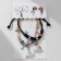 Bracelets "Demetrons" Two butterflies with beads, black-beige color, 8 cm