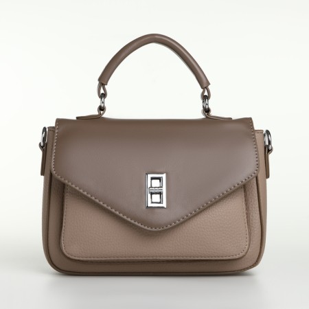 Women's bag on the Textura valve, small size, beige color