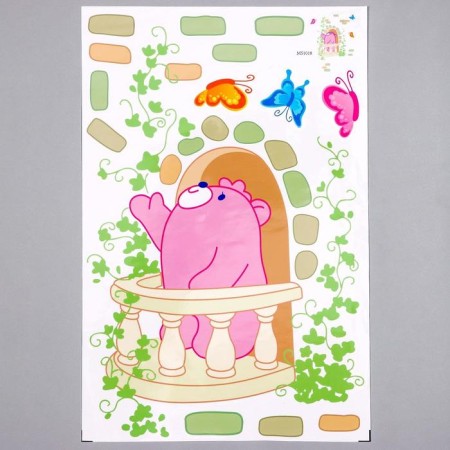 Sticker Plastic Interior color "Pink Bear on the balcony" 25x38 cm-1