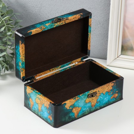 Casket wood "Map of the world. Letters" 20x12x8 cm-2