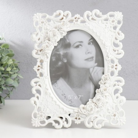 Photo frame Polystone 13x18 cm "Empire with roses" white 23x18.5 cm