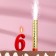Candle for cake the number "Oval" Red "6" + Fountain