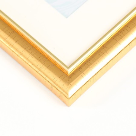 Photo frame plastic 10x15 cm, with a paspartu, 4 photos, (plastic screen), gold-1
