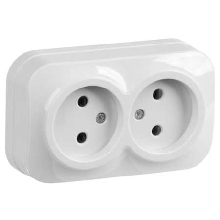 IEK ERH20-K01-10 GLORY, OP, 2 sockets, OP, 10A without grounding, white color
