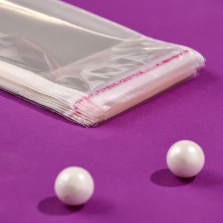 BOPP package with adhesive valve, transparent 6.5 x 20/4 cm, 25 mkm-6