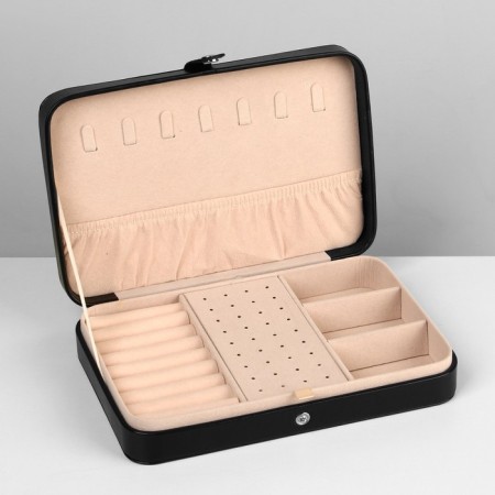 Organizer for jewelry "Portable box", 8 stripes, 4 places, 14 × 21 × 4.5 cm, black color is black-5