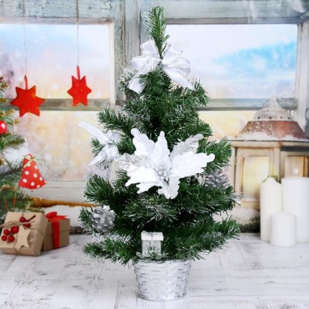 Christmas tree decor "Striped ribbons" d lower tier 27 cm 50 cm, white-1