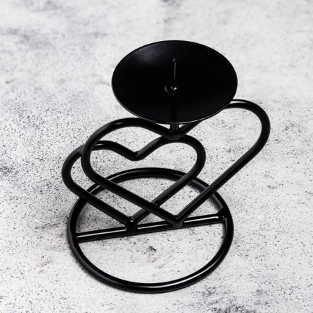 Bener "Valentine 3" Metal per 1 candle, 10x10.7 cm, black-2