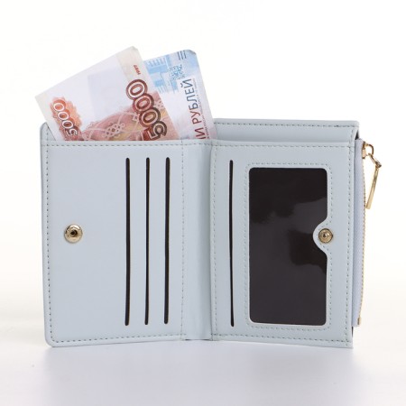 Women's wallet on the button, blue color-4