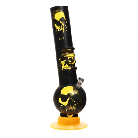 Bong, H-32 cm, "skulls", acrylic, yellow-1