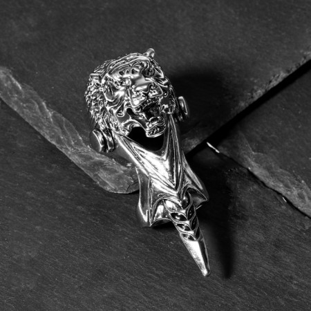 Ring "Claw" tiger, color black silver, 20 size-1