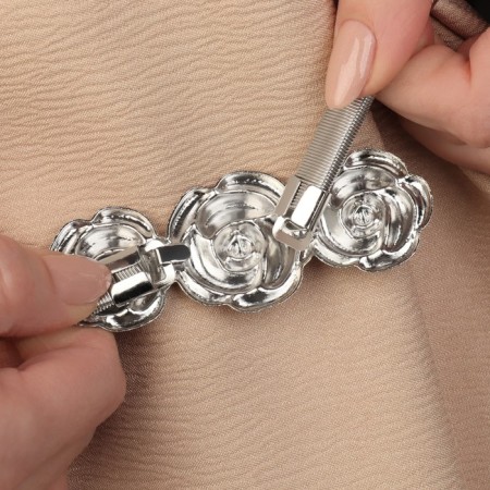 Picking for curtains "Rose", 8.7 × 3.5 cm, 23.5 cm, silver color-3