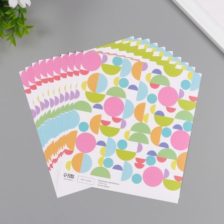 Scrapbooking paper "Bright circles" density 180 grams set 10 pcs 15.5x17 cm-1