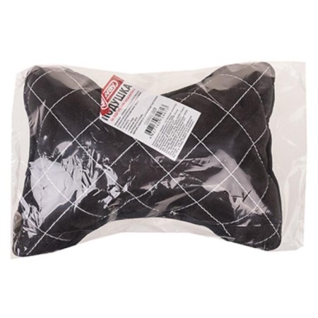 Car Bone pillow, on the headrest, Skyway, Expensiv, Alcantara, Black, Golden Line 738347-2