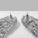 Hanging earrings with Hollywood rhinestones on crystals, white color in silver, 15 cm