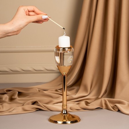 Summary metal, glass for 1 candle “Serene”, color gold 11 x 11 x 25.5 cm-8