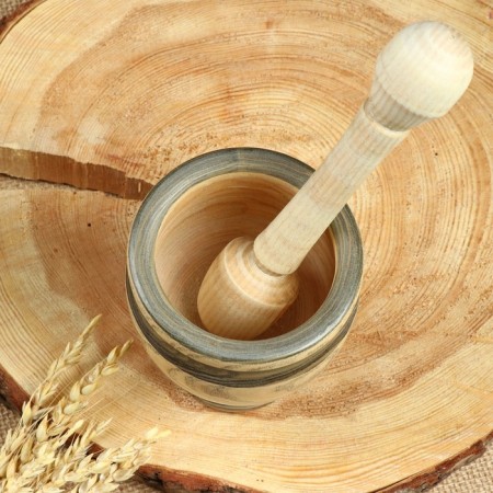 Set: a mortar with a pestle, ash, 13 cm, mix-16
