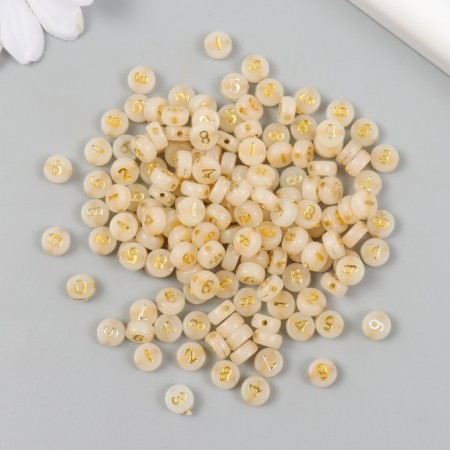 Beads for creativity Plastic phosphorus "golden numbers" set 20 grams 0.3x0.7x0.7 cm