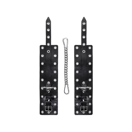 Single -layer shackles with Pecado BDSM eyelets, genuine leather, black-3