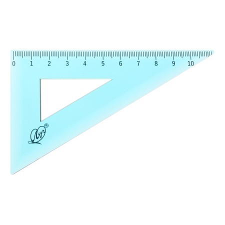 Drawing set 4 objects (ruler 15 cm, square 30 °/ 60 °, 10 cm; square 45 °/ 45 °, 8 cm; transporter 180 °, 9 cm), transparent blue-2
