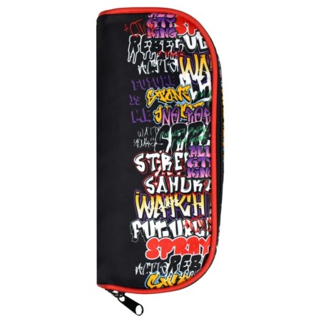 Penal soft, 1 department, 90 x 205 x 55 mm, voluminous, phoenix "tags" black/red 65704-1