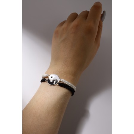 Bracelets "Demetrons" yin-yang, thick thread, black and white color-1