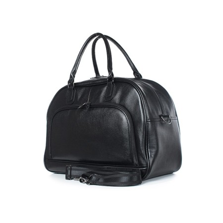 Road bag, genuine leather, 505x320x195 cm, black