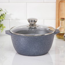 Кастрюля «Гранит», 3 л, стеклянная крышка, антипригарное покрытие, цвет серый
