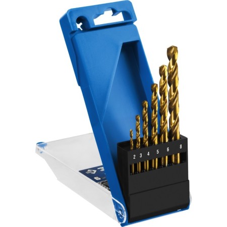 Set of drill on metal bison, p6M5, cylindrical shank, 2-8mm, 6 pcs, titanium coating 96002