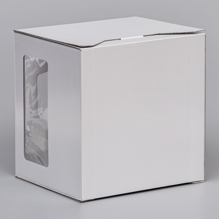 Box for cake 2 windows, with handles, pearls, glossy, 24 x 24 x 20 cm-2