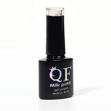 Gel nail polish, "Milk Potal", 3 phase, 8ml, LED/UV, white color/champagne (03)-8
